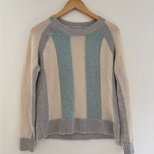 Women's gray, cream, and light blue sweater size medium